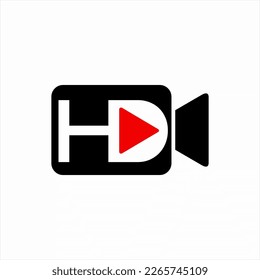 HD video icon. HD Display, High Definition video, audio, graphic label vector icon for website design, app, UI, social media video channel identity isolated on white background.