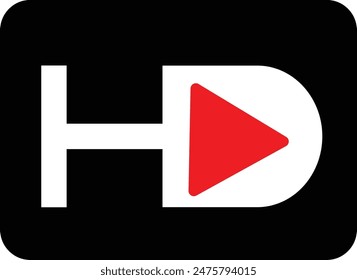 HD video icon. HD Display, High Definition video, audio, graphic label vector icon for website design, app, UI, social media video channel identity isolated