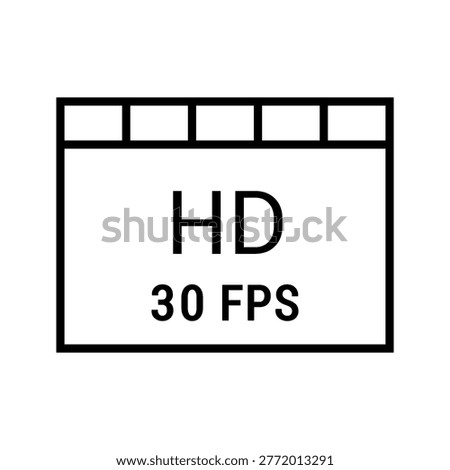 Hd video icon. Entertainment and video line symbol. Black and white.