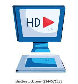 Icono de vídeo Hd en estilo plano  