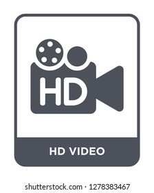 hd video icon vector on white background, hd video trendy filled icons from Cinema collection, hd video vector illustration