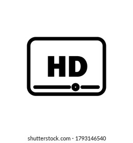 Hd video player vector linear icon, play broadcasting isolated symbol media movie button illustration