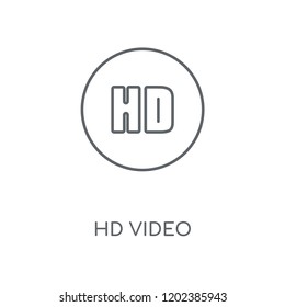 HD Video Sign linear icon. HD Video Sign concept stroke symbol design. Thin graphic elements vector illustration, outline pattern on a white background, eps 10.
