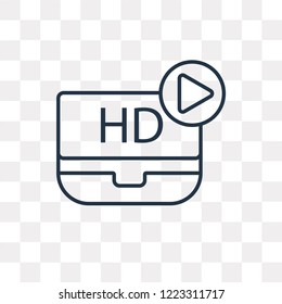 HD Video vector outline icon isolated on transparent background, high quality linear HD Video transparency concept can be used web and mobile