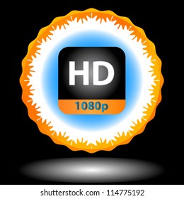 HD web icon on a black background