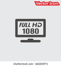 HD widescreen TV icon isolated sign symbol and flat style for app, web and digital design. Vector illustration.