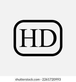 HD word button. Colorful vector icon. Simple retro color modern illustration on white background..eps