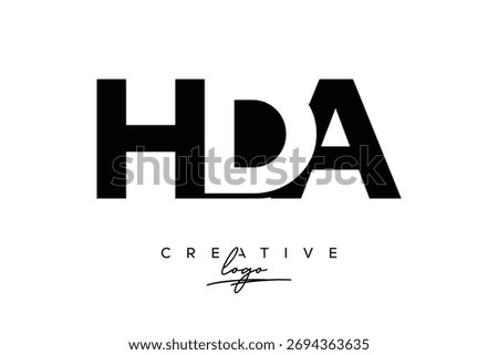 HDA Creative Minimalist Negative Space Latter Logo with Modern Monogram for Branding and Business Lettermark Logo with Initial Letters Logo Design for Branding.