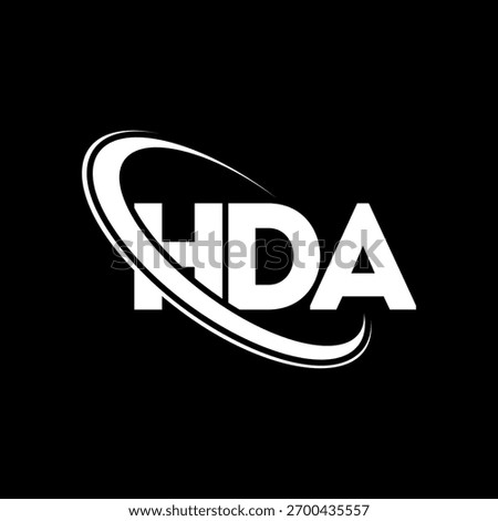 HDA logo. HDA letter. HDA letter logo design. Initials HDA logo linked with circle and uppercase monogram logo. HDA-typography for technology, business and real estate brand.