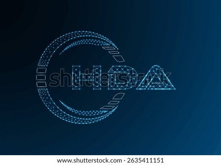 HDA low poly letter logo vector design. HDA lower poly logo design. 