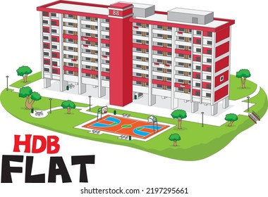 HDB flats are public housing in Singapore. As the flats are constructed by the Housing and Development Board (HDB), hence it's named HDB flats.