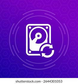 HDD backup, ícone de recuperação de disco rígido para web