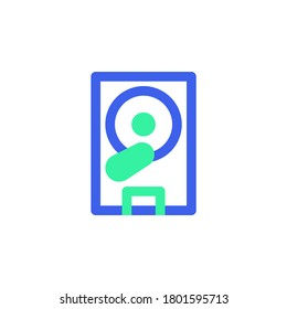 HDD computer hardware line icon. linear style sign for mobile concept and web design. Hard Disk Drive outline vector icon. Symbol, logo illustration. Vector graphics