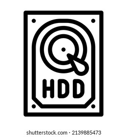 hdd computer part line icon vector. hdd computer part sign. isolated contour symbol black illustration