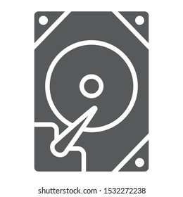 Hdd glyph icon, technology and device, hard drive disk sign, vector graphics, a solid pattern on a white background, eps 10.