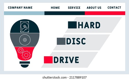 HDD - Hard Disc Drive acronym. business concept background. vector illustration concept with keywords and icons. lettering illustration with icons for web banner, flyer, landing pag