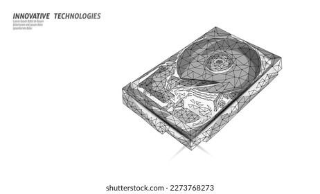 Hardware de archivos de unidad de disco duro de disco duro. 3D sistema de registro de almacenamiento de información de baja polilla tecnología informática ilustración vectorial de computadora
