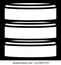HDD, hard disk drive, mainframe computer stacked cylinder icon. Server, webhosting, webhost concepts