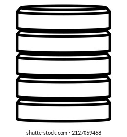 HDD, hard disk drive, mainframe computer stacked cylinder icon. Server, webhosting, webhost concepts