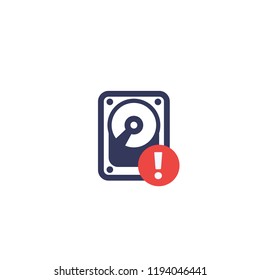 HDD, hard drive notification, vector icon