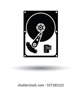 HDD icon. Black background with white. Vector illustration.