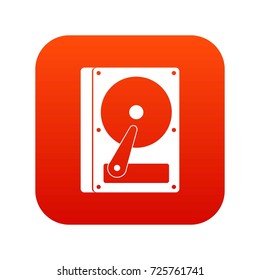 HDD icon digital red for any design isolated on white vector illustration