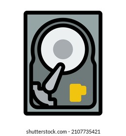 Icono de disco duro. Contorno de negrita editable con diseño de relleno de color. Ilustración vectorial.
