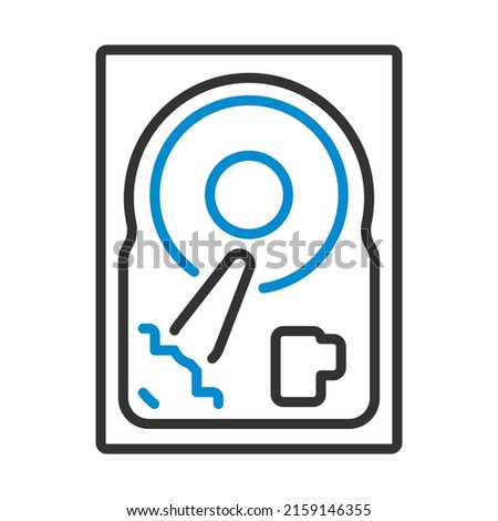 HDD Icon. Editable Bold Outline With Color Fill Design. Vector Illustration.
