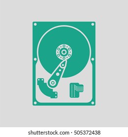 HDD icon. Gray background with green. Vector illustration.