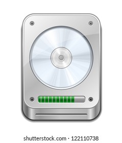 Ícone HDD. Unidade de disco rígido com barra de progresso. Ilustração vetorial