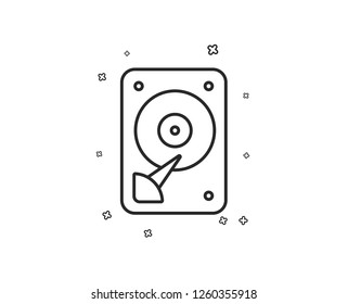 HDD icon. Hard disk storage sign. Hard drive memory symbol. Geometric shapes. Random cross elements. Linear HDD icon design. Vector