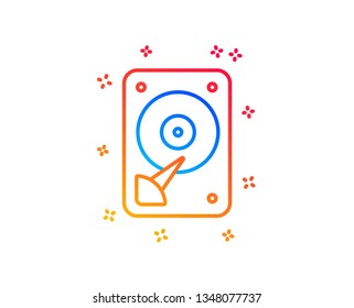 HDD icon. Hard disk storage sign. Hard drive memory symbol. Gradient design elements. Linear hDD icon. Random shapes. Vector