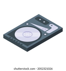 HDD icon isometric vector. Computer hard drive. Hdd hardware device
