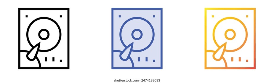 hdd icon. Linear, Blue Fill and Gradient Style Design Isolated On White Background