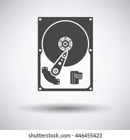 HDD icon on gray background, round shadow. Vector illustration.