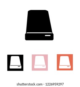 HDD icon. Simple flat logo of hard drive disk isolated on white background. Vector illustration.