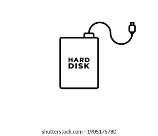 HDD icon. Simple flat logo of hard drive disk isolated on white background. Vector illustration