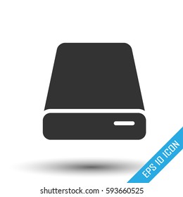 HDD icon. Simple flat logo of hard drive disk isolated on white background. Vector illustration.