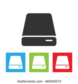 HDD icon. Simple logo of hard drive disk isolated on white background. Flat vector illustration.