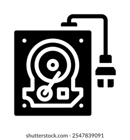 ícone hdd com glifo de estilo