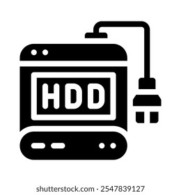 ícone hdd com glifo de estilo