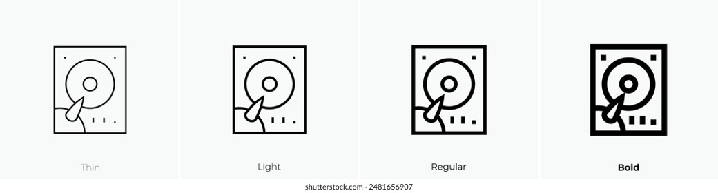 hdd icon. Thin, Light Regular And Bold style design isolated on white background