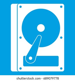 HDD icon white isolated on blue background vector illustration