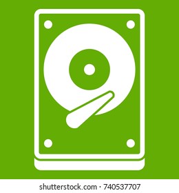 HDD icon white isolated on green background. Vector illustration