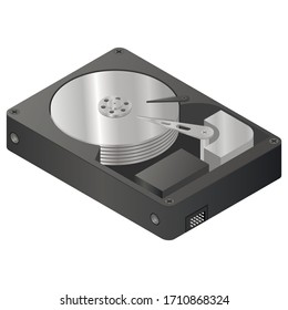 HDD. Isometric new black solid state drive black. Vector illustration for computer technology, web sites, games and prints.