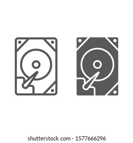 Hdd line and glyph icon, technology and device, hard drive disk sign, vector graphics, a linear pattern on a white background, eps 10.