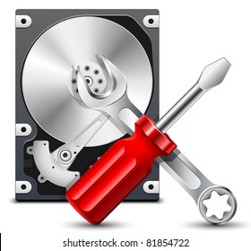 HDD repair icon, vector