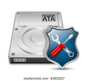 HDD Repair Icon. Vector Illustration