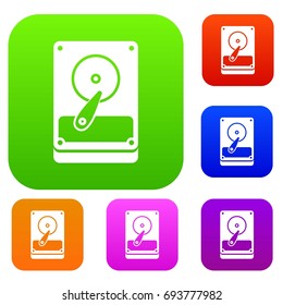 HDD set icon in different colors isolated vector illustration. Premium collection