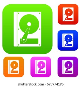 HDD set icon in different colors isolated vector illustration. Premium collection